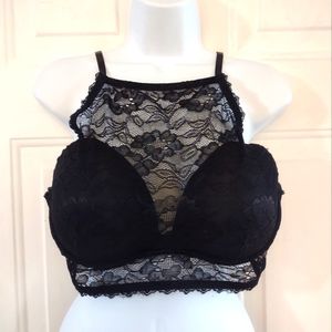 High Neck Lace Cutout Padded Bra. Size 38B